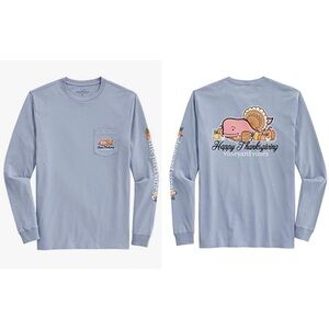 Vineyard Vines Long-Sleeve 2021 Thanksgiving Whale Pocket T-Shirt, Size M